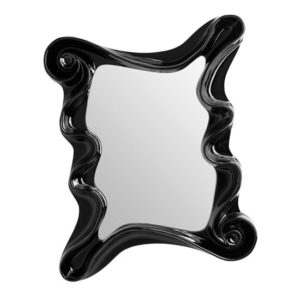 Alatia Contemporary Design Wall Mirror In Black High Gloss