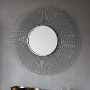 Antila Round Wirework Lattice Wall Mirror In Silver