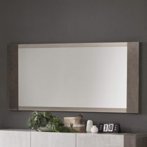 Basix Wall Mirror In Dark And White Marble Effect Gloss