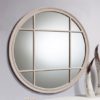 Charleston Wall Mirror Round In Matt Taupe With Panelled Design