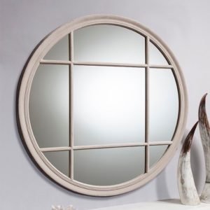 Charleston Round Panelled Design Wall Bedroom Mirror In Silver