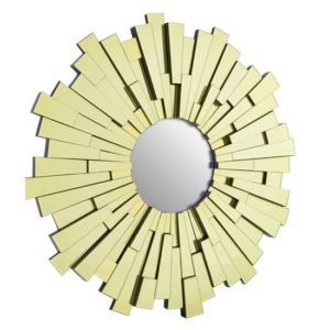 Dania Glitzy Large Circular Sunburst Design Wall Mirror In Gold
