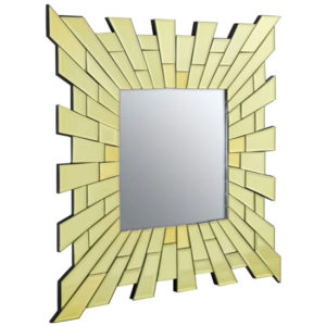 Dania Small Square Sunburst Design Wall Mirror In Gold