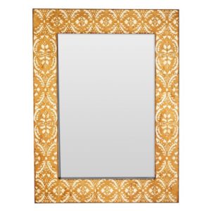 Demast Printed Damask Pattern Wall Mirror In Gold Wooden Frame