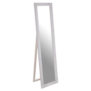 Elizak Rectangular Floor Standing Cheval Mirror In White Frame