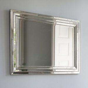 Everett Rectangular Wall Bedroom Mirror In Silver Frame
