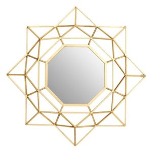 Farota Large Geometric Design Wall Mirror In Champagne Frame