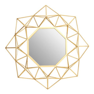 Farota Large 2 Sided Geometric Design Wall Mirror In Champagne