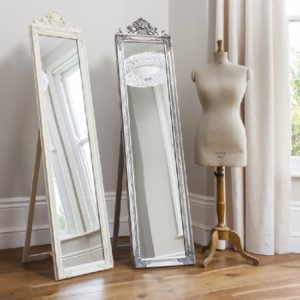 Lembeth Cheval Floor Standing Mirror In Silver