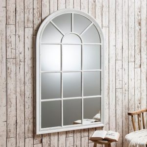 Fulham Wall Mirror In White With Window Pane Design
