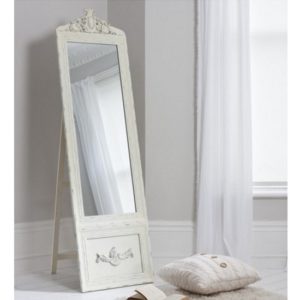 Lembeth Cheval Floor Standing Mirror In White