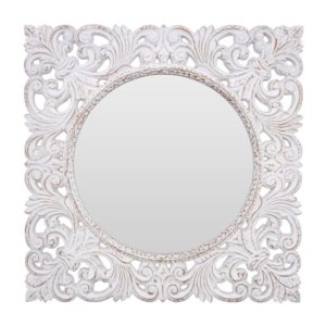 Hejake Fleur-De-Lis Wall Mirror In Antique White