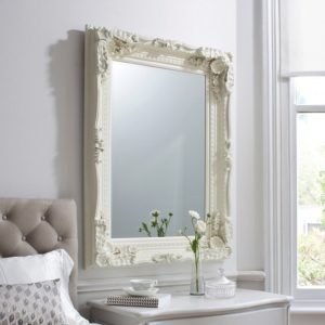 Louisa Rectangular Wall Mirror In Cream Frame
