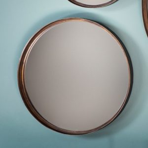Marion Medium Round Wall Bedroom Mirror In Bronze Frame