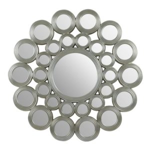 Marisa Multi Circular Design Wall Bedroom Mirror In Silver Frame