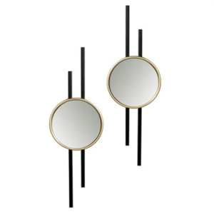 Nifty Set Of 2 Wall Bedroom Mirror In Black And Gold Frame