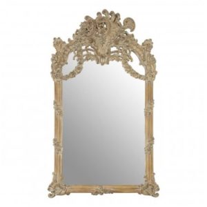 Sarnia Baroque Design Wall Bedroom Mirror In Muted Ivory Frame