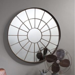 Nauvoo Round Wall Mirror In Bronze Effect Metal Frame