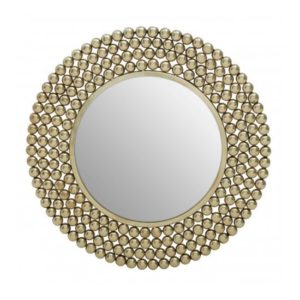 Casa Round Beaded Effect Wall Mirror In Gold Metal Frame