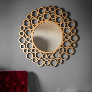 Coronado Stylish Round Wall Mirror In Gold