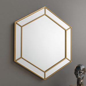 Melody Hexagonal Wall Mirror In Gold