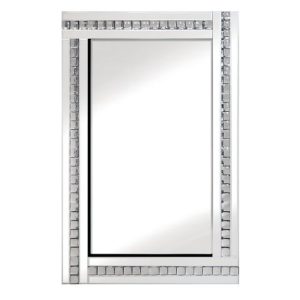 Daisy Wall Mirror Square In White With Acrylic Crystals