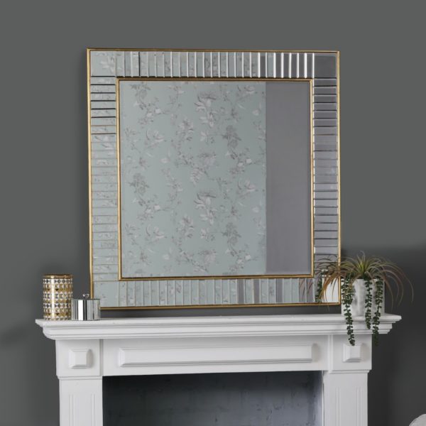 Laura Ashley Clemence Square Mirror With Gold Leaf Detail Edging