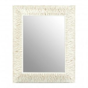 Zelman Wall Bedroom Mirror In Antique White Brushed Gold Frame