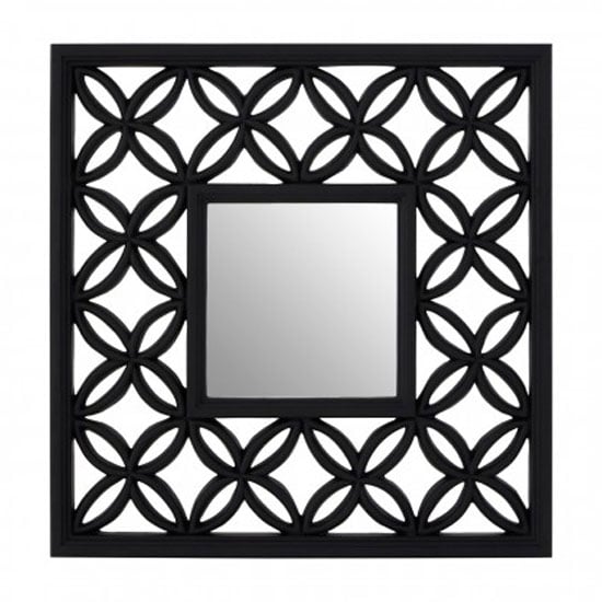 Recon Square Wall Bedroom Mirror In Black Lattice Frame