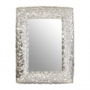 Casa Pebble Design Wall Mirror In Nickel Metal Frame