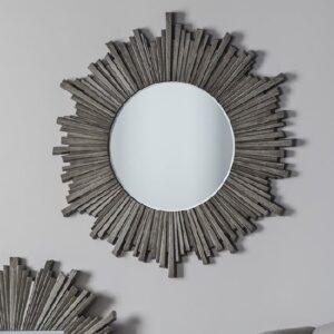 Corsley Starburst Wall Mirror Round In Grey Weathered