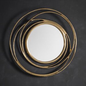 Augusta Round Aluminium Wall Mirror In Satin Gold