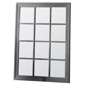 Chester Window Design Wall Mirror In Distressed Grey