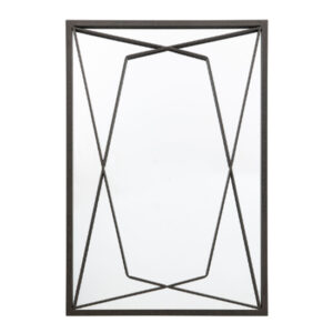 Wainscot Geometric Design Wall Mirror In Black Frame