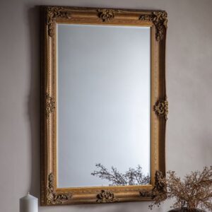 Wickford Small Rectangular Wall Mirror In Gold