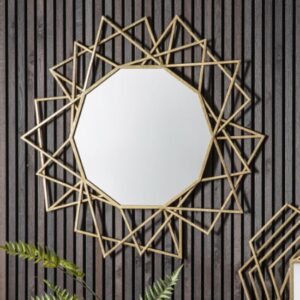 Spectra Round Wall Mirror In Gold Frame