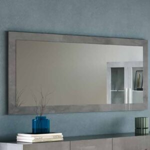 Gilon Wall Mirror Rectangular Large In Grey High Gloss Frame
