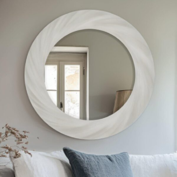 Bethel Glass Twist Wall Mirror In White Frame