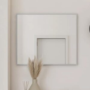 Silvis Bedroom Wall Mirror In Grey Wooden Frame