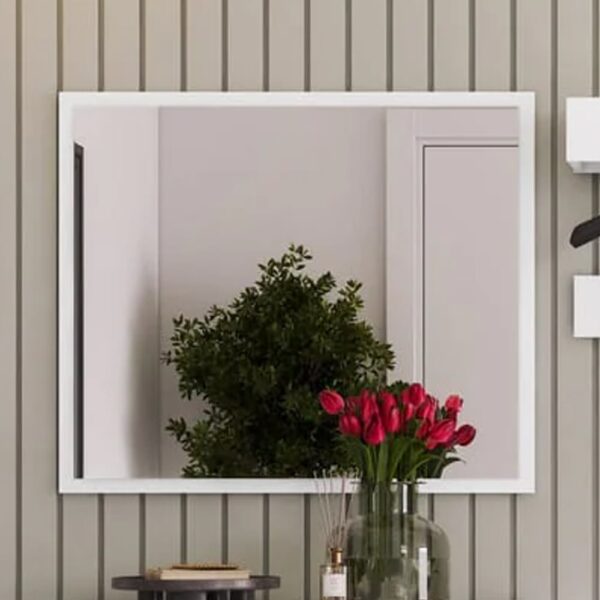 Silvis Bedroom Wall Mirror In White Wooden Frame
