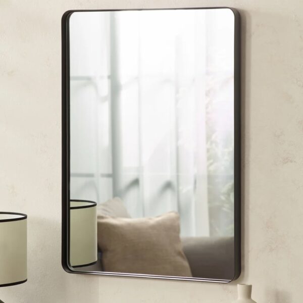 Padilla Rectangular Mirror With Black Wooden Frame
