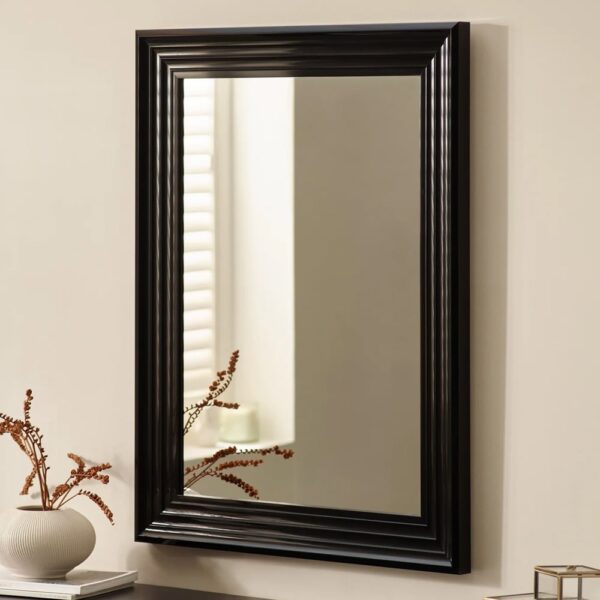 Tirana Rectangular Wall Mirror With Black Wooden Frame