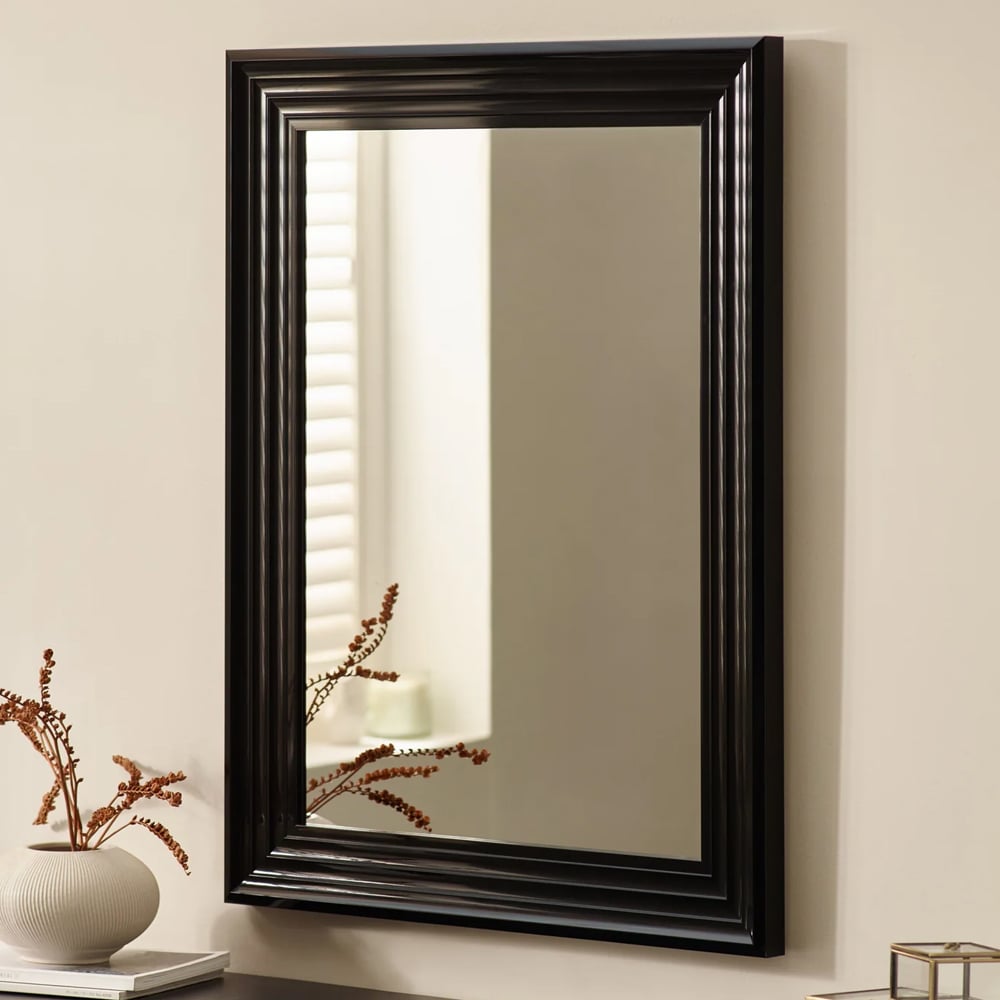 Tirana Rectangular Wall Mirror With Black Wooden Frame