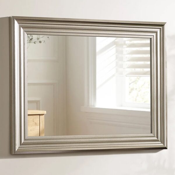 Tirana Rectangular Wall Mirror With Silver Wooden Frame