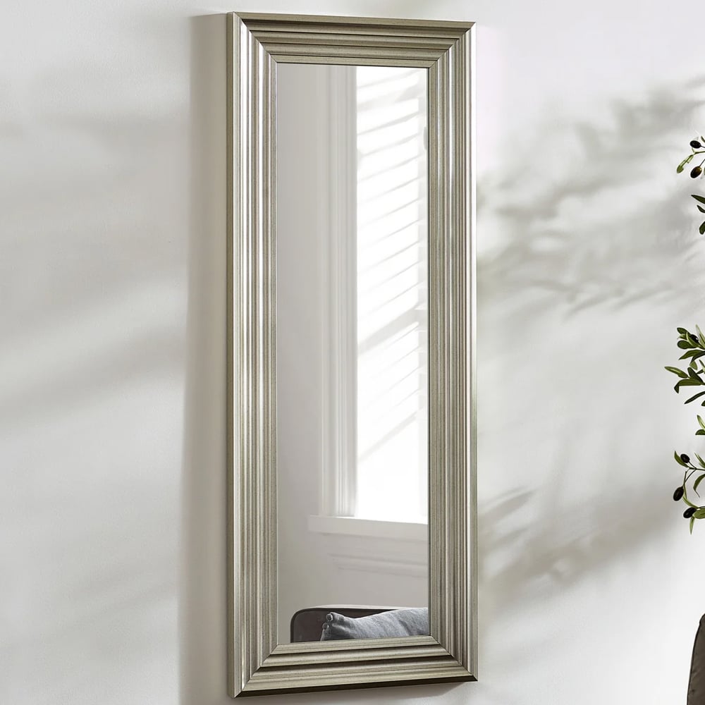 Tirana Tall Rectangular Dressing Mirror With Silver Wooden Frame
