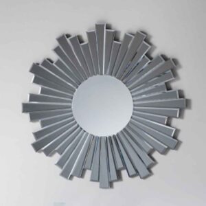 Damien Wall Mirror Round In Silver With Starburst Design