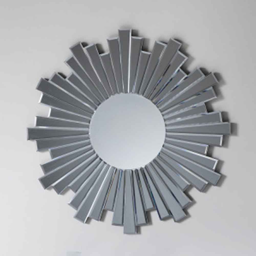 Damien Wall Mirror Round In Silver With Starburst Design